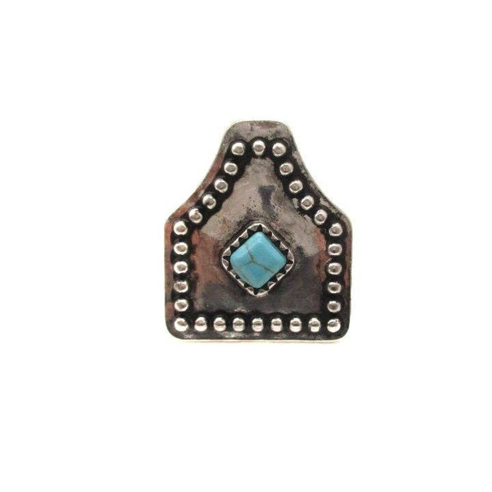 Western Cattle Tag Turquoise Cuff Ring